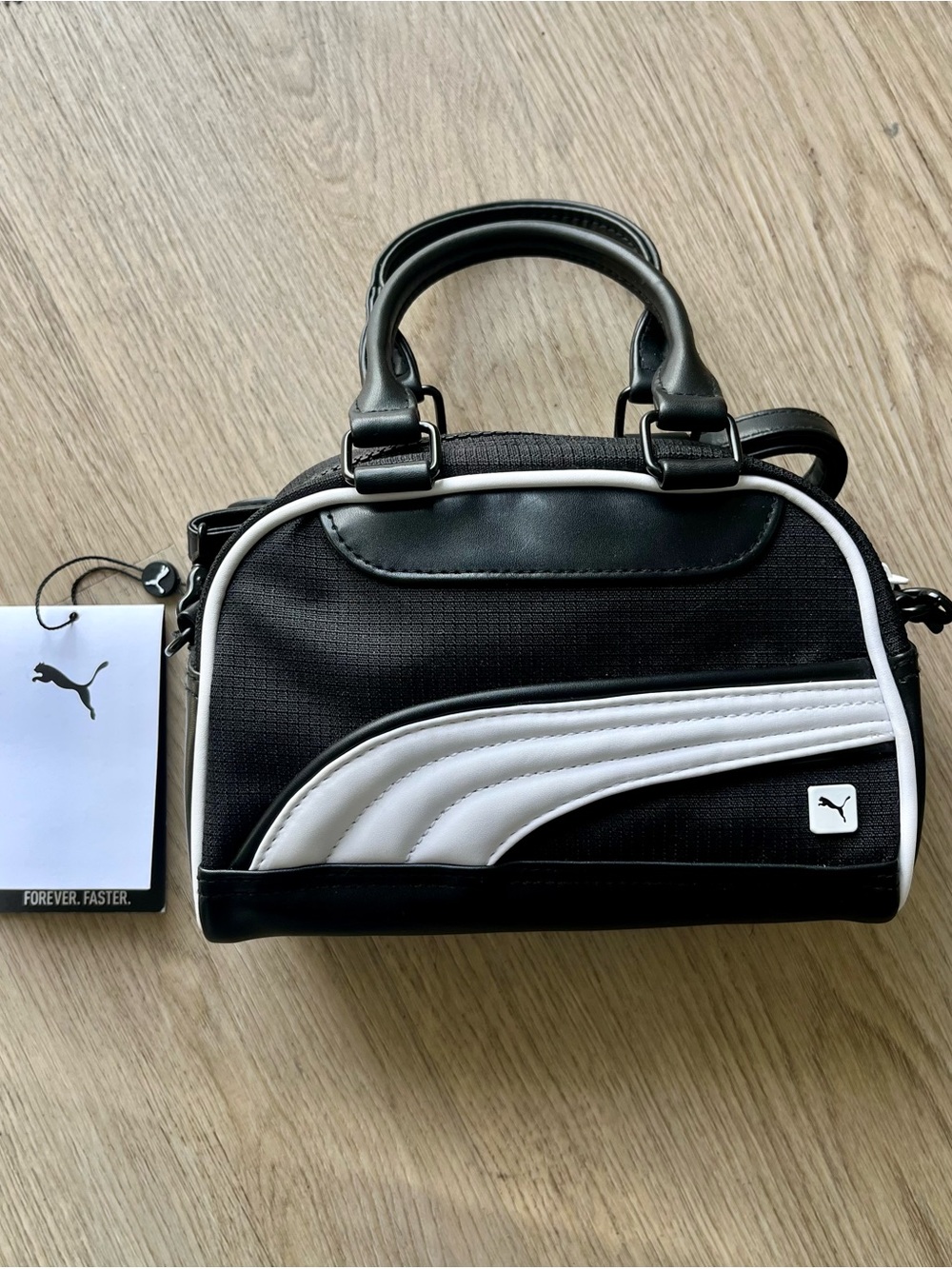 Puma Mini Grip Crossbody Bag Black and White